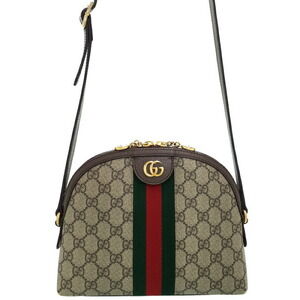 Gucci Ophidia Shoulder Bag Beige Ebony GG Supreme Canvas Brown